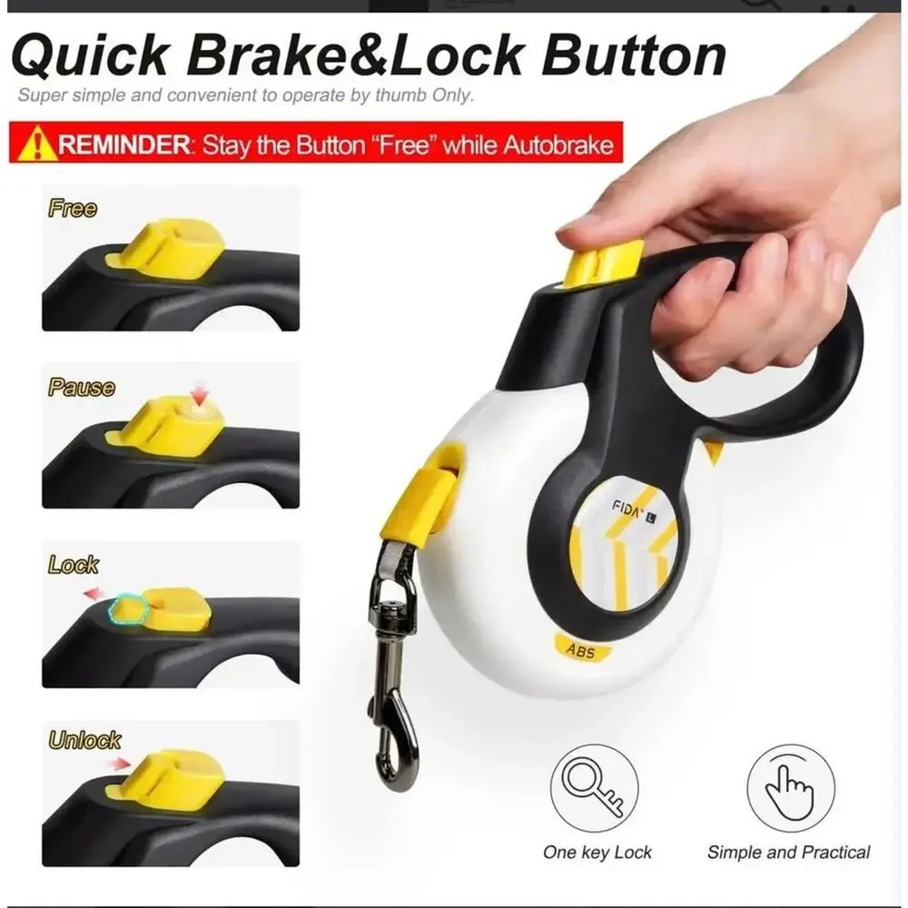 FIDA Lead Safe Set: Retractable Leash &‎ No‑Pull Harness XL Pet Training